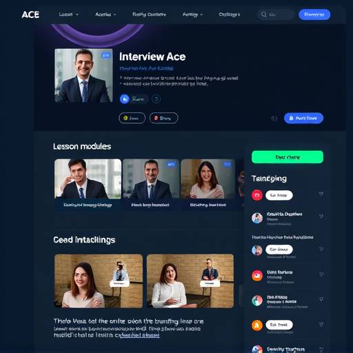 Screenshot of the Interview Ace course interface showing lesson modules and progress tracking.